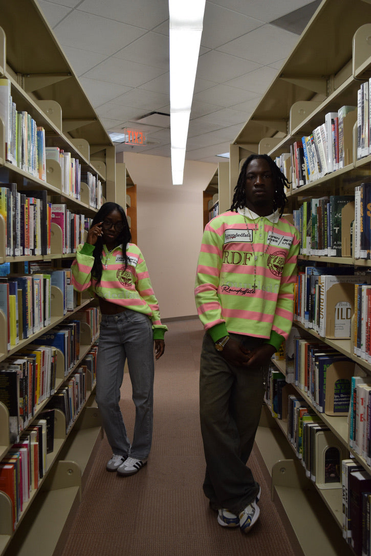 green+pink long sleeve rugby polo