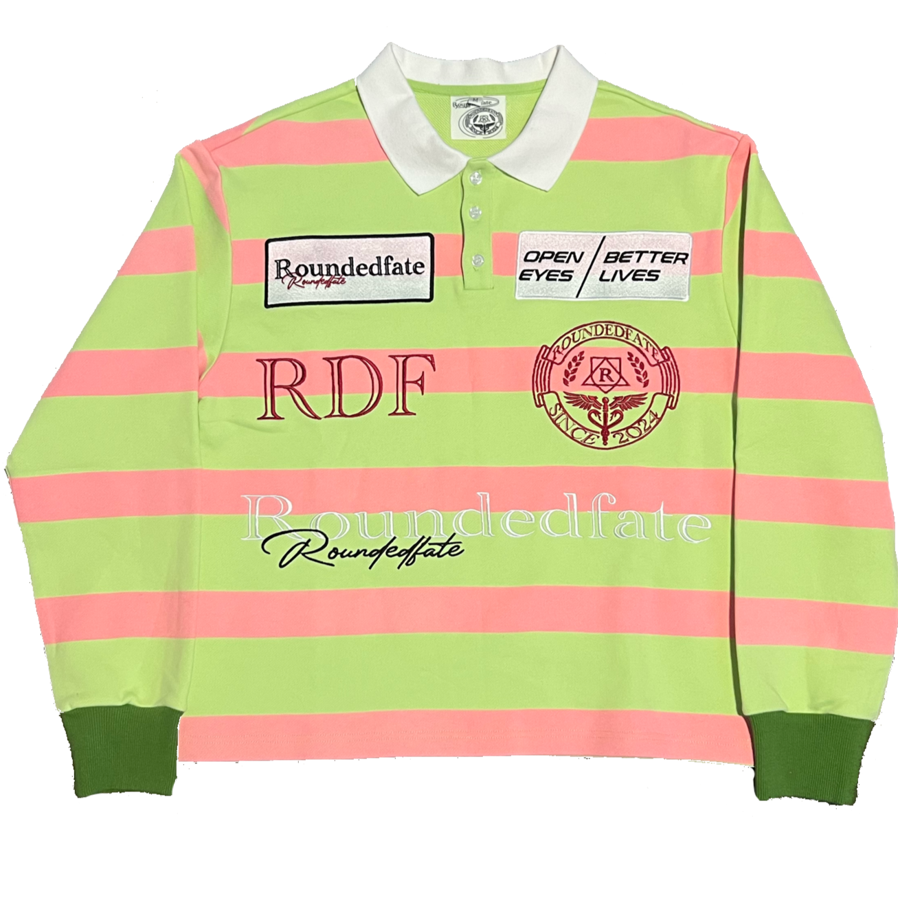 green+pink long sleeve rugby polo