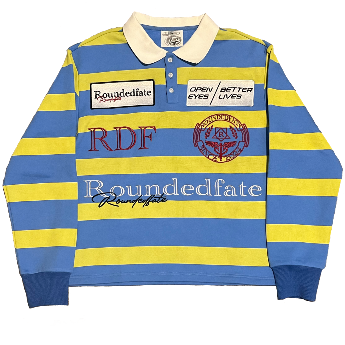 blue+yellow long sleeve rugby polo