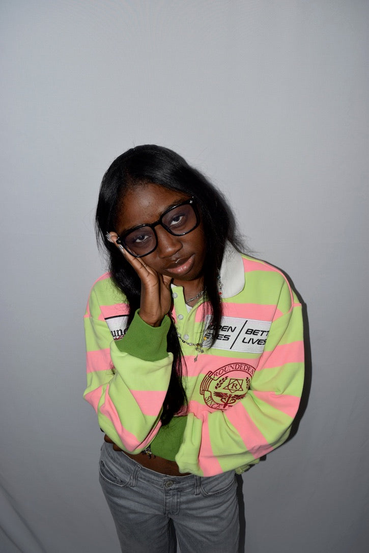 green+pink long sleeve rugby polo