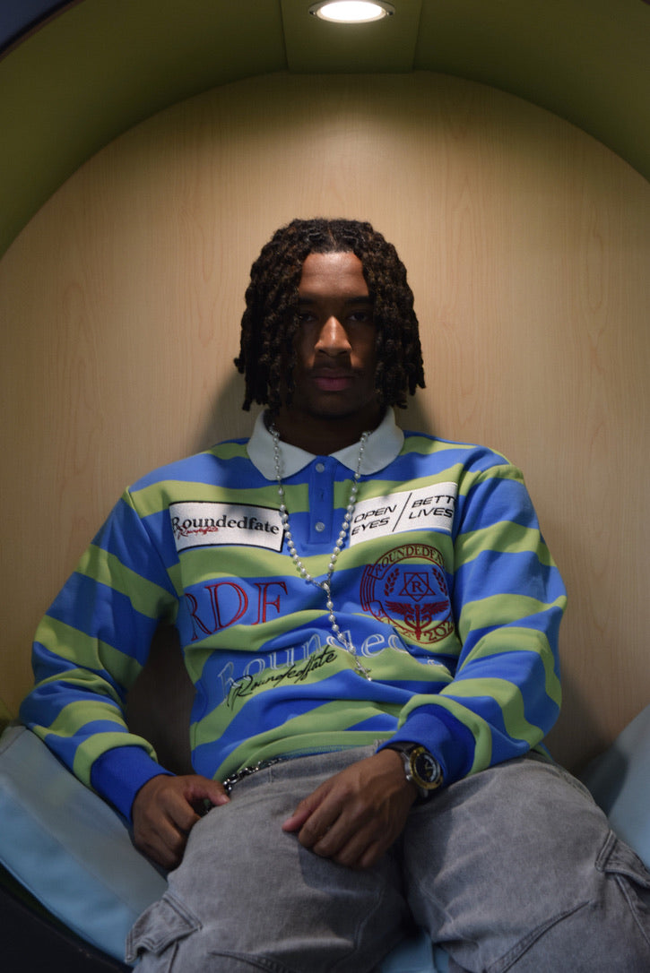blue+yellow long sleeve rugby polo