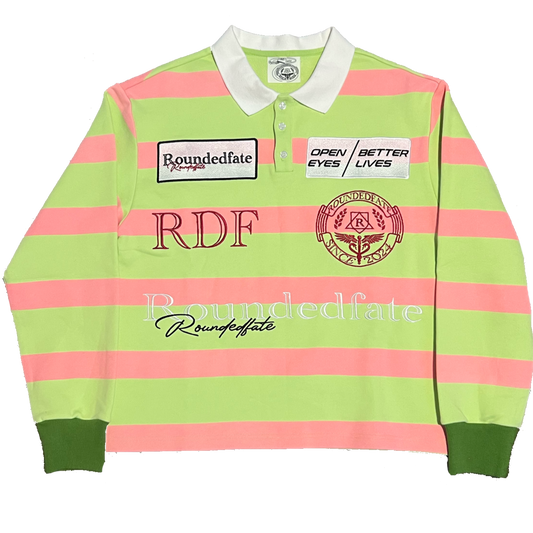 green+pink long sleeve rugby polo