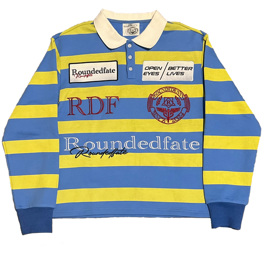 blue+yellow long sleeve rugby polo